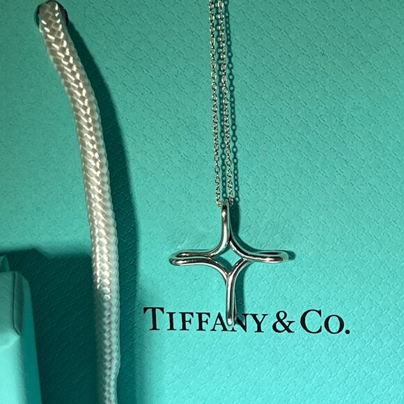 Authentic Tiffany Infinity Cross Silver Necklace - Picture 1 of 6